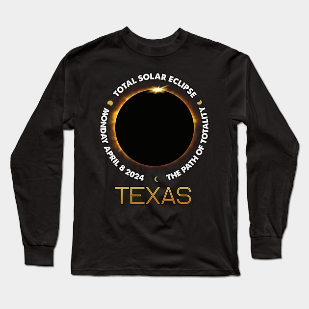 TEXAS Total Solar Eclipse 2024 American Totality April 8 Long Sleeve T-Shirt by Sky full of art